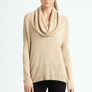 JOIE Metallic Gold Shimmer Cowl Neck Sweater Top Pullover XS